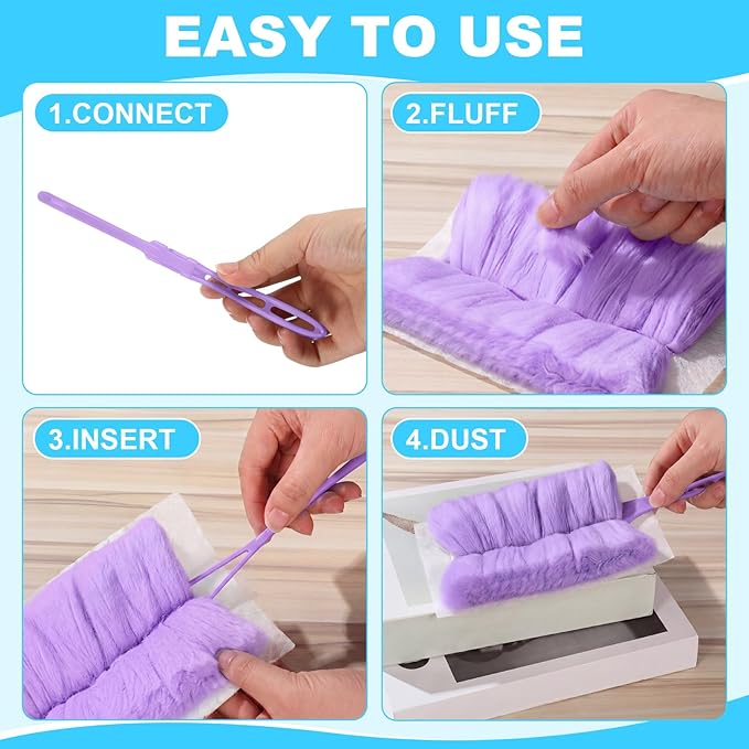 Mimorou 300 Pcs Disposable Dusters Refills Bulk Heavy Duty 180° Multi Surface Replacement Dusters for Cleaning Ceiling Fan with Microfibers Unscented (Pastel Colors)