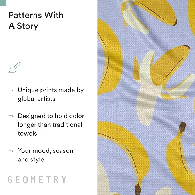 GEOMETRY Spring Kitchen Towels - Quick Dry Microfiber Cloth Spring & Summer Dish Towels for Kitchen Drying - Premium Quick Dry Towel - Cute Bananas, 18" x 30" - 1-Pack