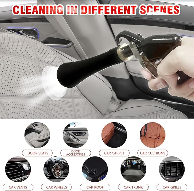Air Blow Gun Car Interior Cleaning Gun High Pressure Car Detailing Cleaning Tool with Nozzle and Auto Detailing Dusting Brush for Quickly Blasts Dirt and Dust from Surface