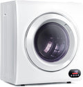 Euhomy Compact Laundry Dryer, 3.5 cu ft Front Load Stainless Steel Clothes Dryers With Exhaust Pipe, 1500W, LCD Control Panel Four-Function Portable Dryer For Apartments, Home, Dorm, White