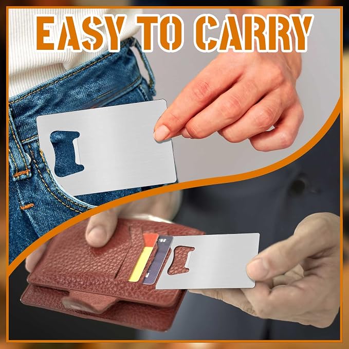 Nuogo 100 Pcs Stainless Steel Card Bottle Openers Bulk Metal Card Beer Openers Groomsmen Wallet Bottle Opener for Wedding Party Bridesmaid Favors Gifts (Silver)