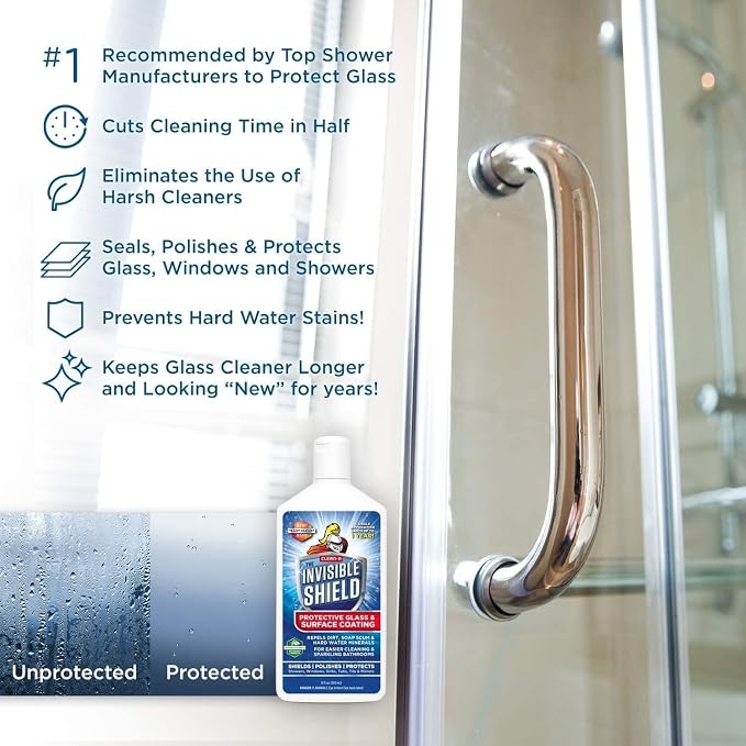 Invisible Shield Glass Essentials Shower Door Protectant and Water Spot Remover Kit 32 oz