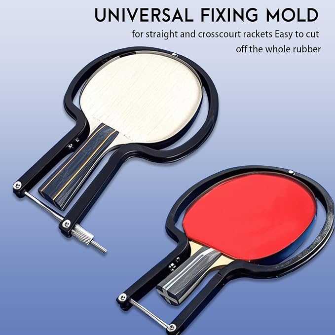 Table Tennis Rubber Cutter Kit - Adjustable Arc Bow Knife Design Fits All Racket Curves.4-Piece Set.Cutting Knife - Roller - Gloves - Table Tennis Bat Replacement Rubbers Sheet.
