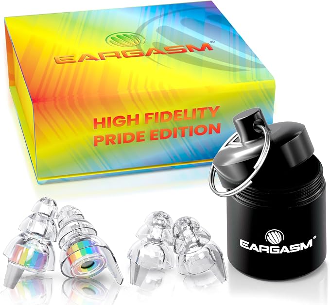 Eargasm High Fidelity Rainbow Earplugs for Concerts, Festivals, Musicians, DJs, Night-Life, Motorcycle Hearing Protection - Reusable Ear Plugs for High Fidelity Noise Reduction up to 21 dB