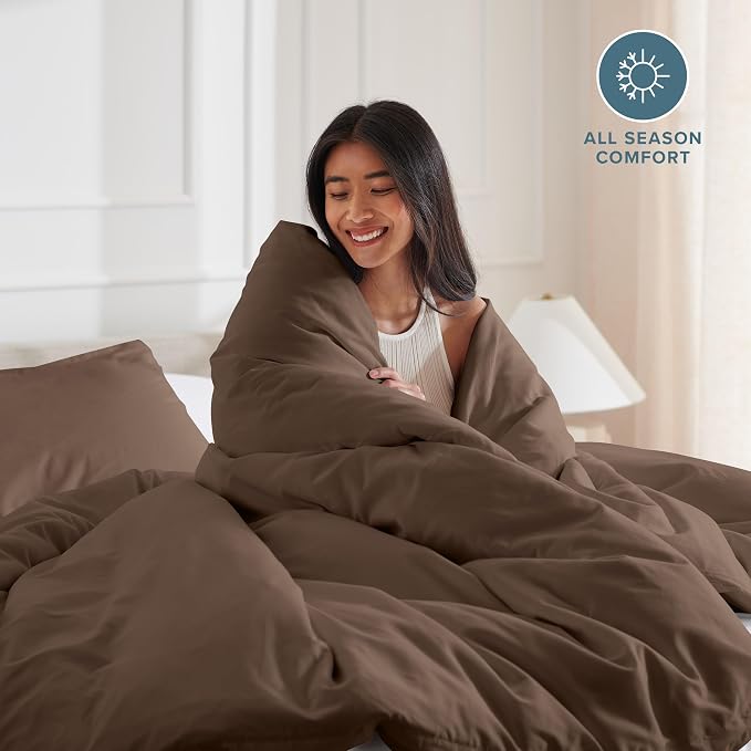 Bare Home Bedding Duvet Cover California King Size - Premium 1800 Super Soft Collection - Lightweight, Cooling - Soft Breathable Bedding Duvet Cover (Cal King, Cocoa)
