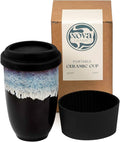 NOVA CERAMICS 12oz Travel Coffee Mug - Unique Microwave & Dishwasher Safe Tumbler With Lid - Gifts For Women & Men
