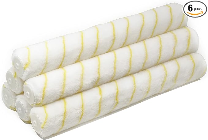 Allgala 18 Inch Shedless Lint Free Paint Roller Covers with End Caps -6PK-TH10319