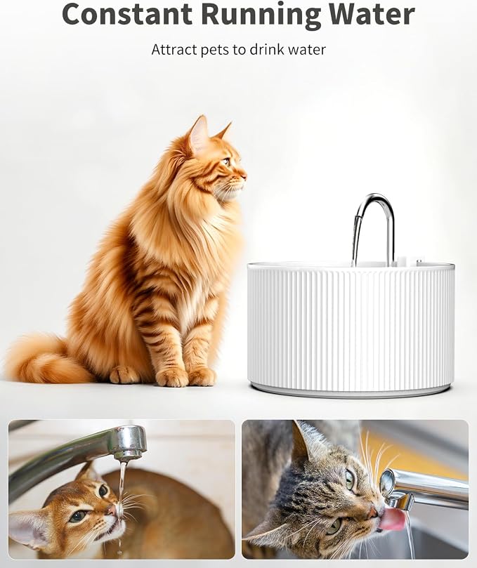 Lawfery Ceramic Cat Water Fountain, 74oz/2.2L Pet Drinking Fountain | BPA-Free Ceramic Body, Ultra-Quiet Pump, Easy Cleaning and Dual Drinking Modes for Indoor Cats and Small Dogs