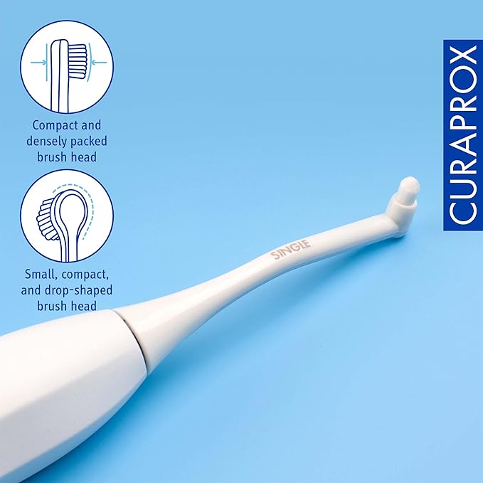 Curaprox Hydrosonic Brush Heads Single Duo – for Precision Cleaning of Braces, Implants & Gum Line | Sonic Toothbrush Replacement Heads, 2-Pack | Swiss Made