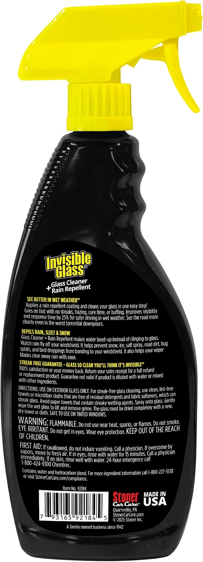 Invisible Glass 92184-4PK Glass Cleaner + Rain Repellent 2-in-1 Windshield and Window Spray, Cleans Auto Glass, Repels Rain, Sleet, Snow, Improves Wet Weather Visibility – 22 fl oz (Pack of 4)
