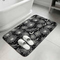 Halloween Bathroom Rugs Non Slip Washable Bath Mat Absorbent Low Pile Front Door Mat Black Scary White Bat Animal Net Geometric Indoor Doormat for Kitchen Entryway Shower Decor Accessories 15.7"x23.6"