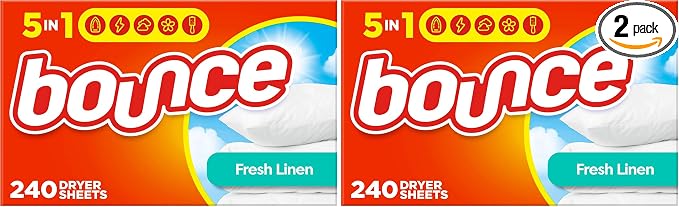 Bounce Fabric Softener Sheets, Fresh Linen Scent, 240 Count (Pack of 2)