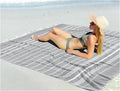 Vikumond Turkish Beach Towel Blanket Oversized 85x75 Inch Quick Dry Grey | Lightweight Compact Portable Sand Free Absorbent Boho Woven Throw for Pool Swimming Picnic Camping Cruise Outdoor Essentials