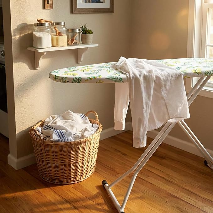 SheeChung Ironing Board 13"x43",Full Size Iron Board with Rest,Adjustable | Compact Iron Table,Foldable,Heat Resistant Cover with Padding,7 Adjustable Height,Heavy Duty Sturdy Legs,Steel Mesh Top