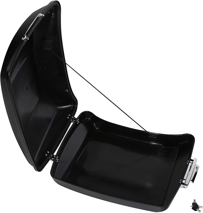 Black Denim 5.5" Razor Trunk W/Latch Key Fit For Harley Touring 2014-2025 CVO Road King Road Glide Street Glide Electra Glide Ultra Limited Pack