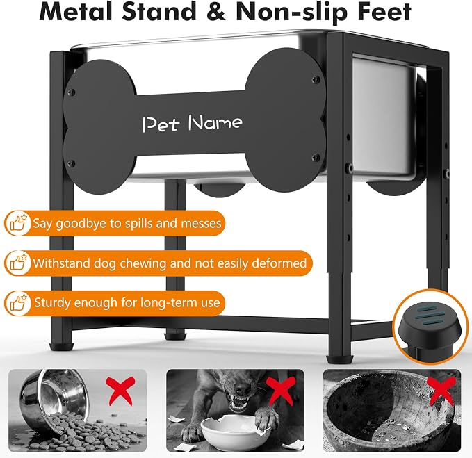 Elevated Dog Bowl, 2.4 Gallon Adjustable Stainless Steel Water Bowl | Large Breed Dog Water Feeder, Pet Feeder with Full Metal Stand for Relief Joint Pressure, Easy Clean, Indoor Outdoor Use