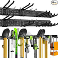 Garage Tool Organizer Wall Mount, 99 Inch Heavy Duty Garage Organization System with 18 Adjustable Hooks, Garden Tool Storage Rack for Garage, Yard & Shed, Holds Up to 750 lbs