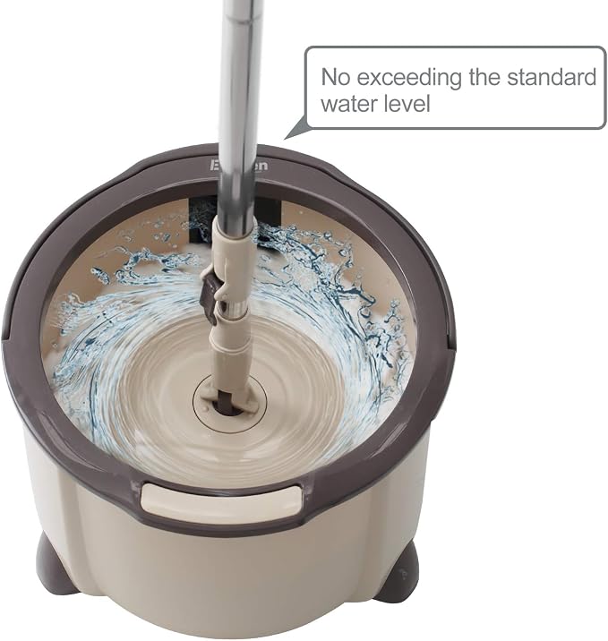 Eyliden Spin Mop and Bucket Set, 2 Microfiber Heads, Wash & Dry | Self-Cleaning Mop Bucket System for Hardwood, Tile, Vinyl Floors, Adjustable Stainless Steel Handle, Space-Saving Design