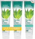 Desert Essence Tea Tree Oil and Neem Toothpaste, Wintergreen, 3 Pack | Three 6.25 oz tubes with baking soda and sea salt; fluoride-free, SLS-free, vegan and gluten-free