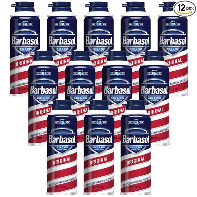 Barbasol Original Thick and Rich Shaving Cream for Men, 6 oz., Pack of 12