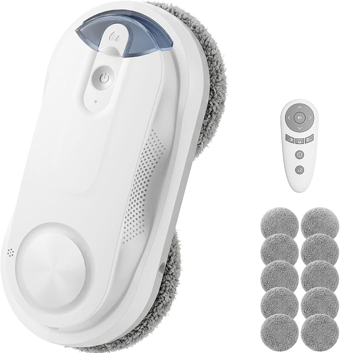 Obito X3 Window Cleaning Robot, Dual Nozzles with Ultrasonic Spray, 5.0 AI Path Planning, Max 3200Pa & Steady-Climbing System, Automatic Edge Detection, Robot Window Cleaner Inside/Outside, White