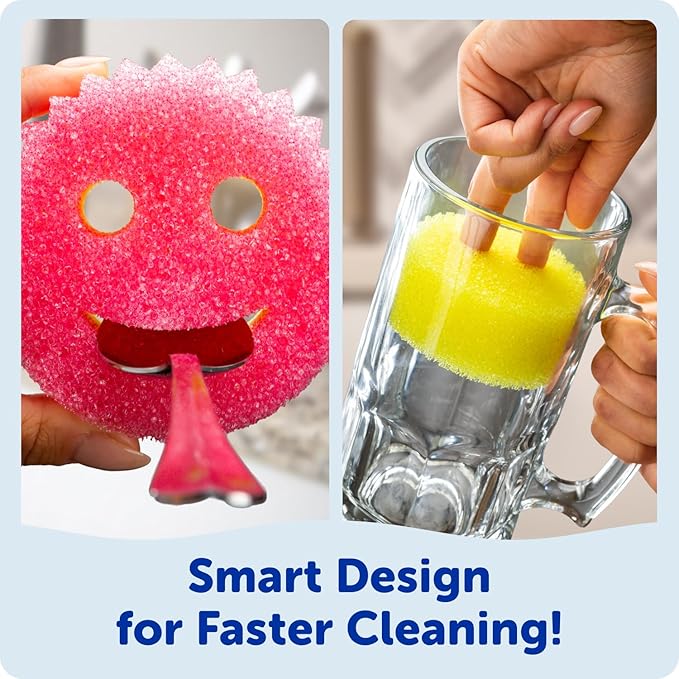 Scrub Daddy Scrub Mommy Kitchen Sponges for Dishes & Wiping Spills - Dual-Sided Dish Scrubber Sponge for Cleaning - Multi-Colored Bulk Pack - Stain & Odor Resistant (5 Count)