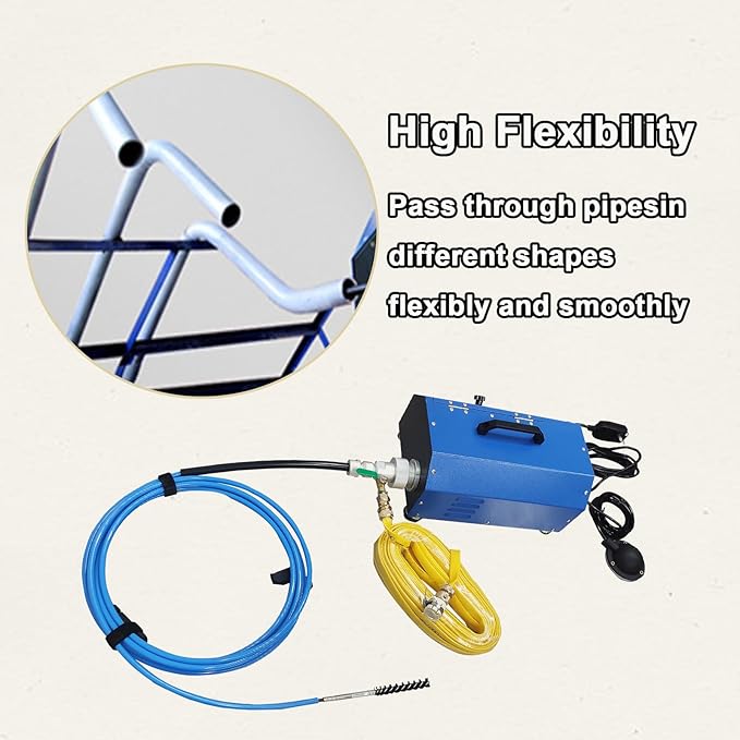 INTBUYING Chiller Condenser Tube Cleaning Machine, 110V/220V Heat Exchanger Tube Cleaner Machine, with Water Spray Rotary Brush, Portable Copper Pipe Cleaner for 0.6-0.7 Inch Pipe Diameter