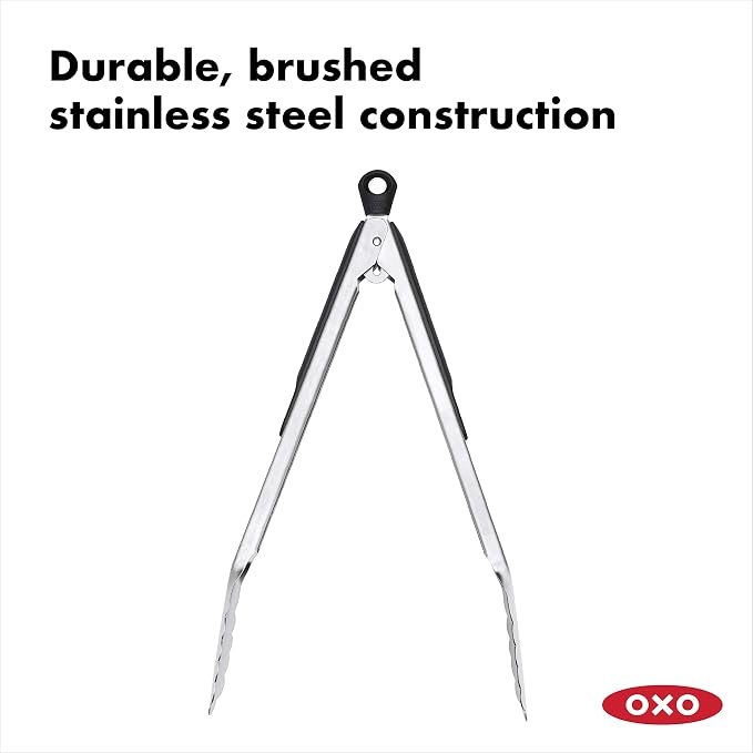 OXO Good Grips 12-Inch Stainless-Steel Locking Tongs, Multicolor & Good Grips 12-Inch Tongs With Nylon Heads,12 Inch,1 EA