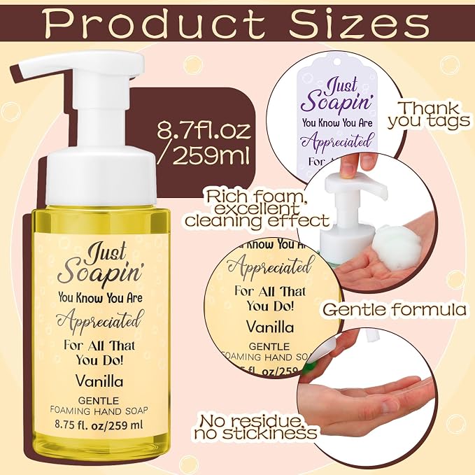 6 Pack CNA Week Gifts Bulk 2026 Foaming Hand Soap with Inspirational Gift Tags and Twine Employee Appreciation Thank You Gifts for Coworkers Staff Teacher Nurse Retirement Cna Week, 8.75 Fl. oz