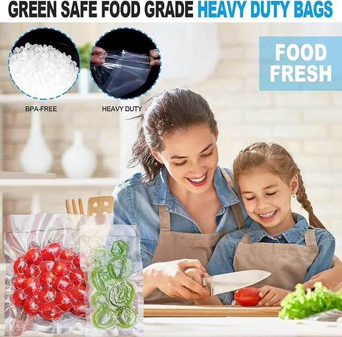 CANLENPK 8x12 Inch/20x30cm Vacuum Sealer Bags food Storage,Keep Fresh Lock Nutrition,Sous Vide Bag Freezeable Boilable Microwaveable(100 Bags)