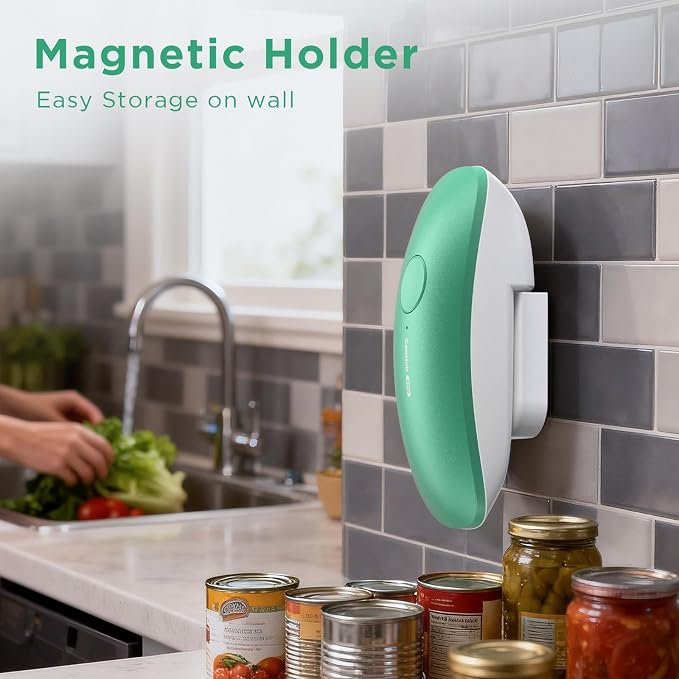 Canslab Ultrablade PRO Electric Can Opener,USB Rechargeable,Smart Auto Stop | Automatic Can Opener for Seniors with Arthritis, Handsfree Side Cut with Smooth Edge, Cordless, Kitchen Wall Mountable, Green
