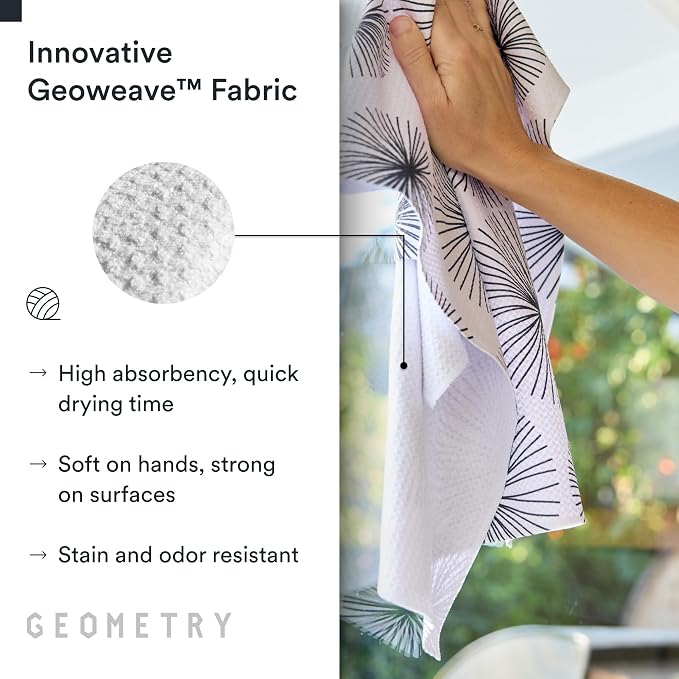 GEOMETRY Kitchen Tea Towels - Quick Dry Microfiber Dish Towels for Kitchen Linework, 18" x 30" 2 Pack