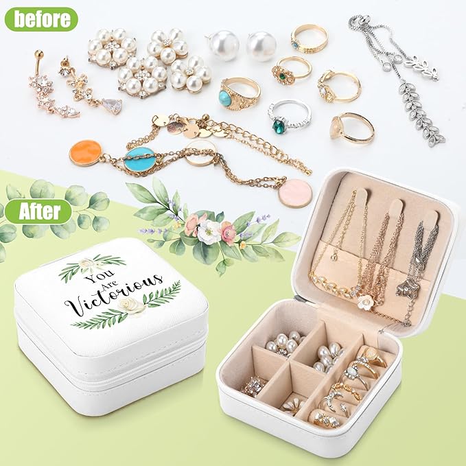 Kacctyen 24 Pcs Mini Travel Jewelry Case Bulk You Are Amazing Loved Leaves Mother's Day Church Gift for Secretary Girls Leather Travel Jewelry Case