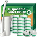 Disposable Toilet Brush, Toilet Bowl Cleaning System with 48 Count Wand Refill, Clean Brush Starter Kit with 1 Toilet Wand, 1 Storage Caddy and 1 wall Sticker (White)