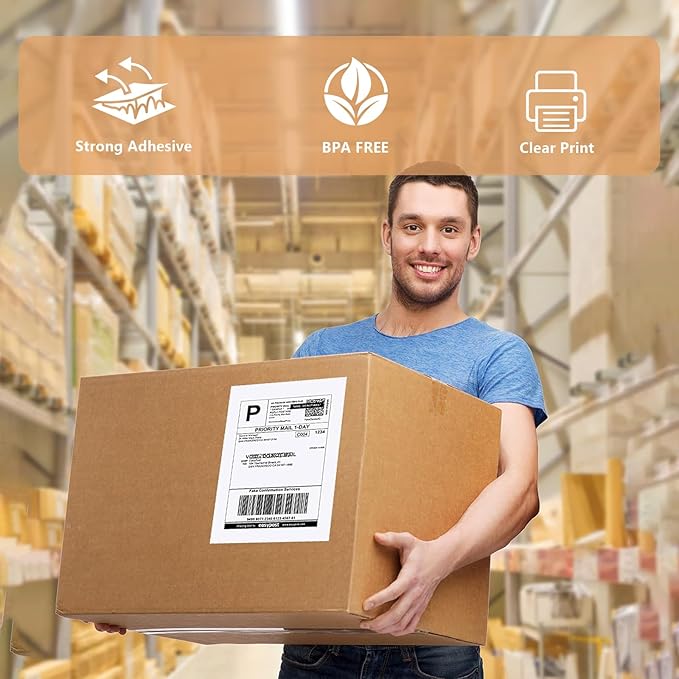 9527 Product Half Sheet Self Adhesive Shipping Labels for Laser & Inkjet Printers White Blank,2 Labels per Sheet (500 Lables)