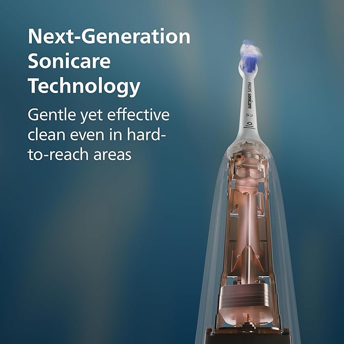 Philips Sonicare 6500 Rechargeable Electric Toothbrush, 2 Brush Head, Black | 1000% More Plaque Removal¹, Visual Pressure Sensor, 9 Brush Settings, App Connected, 21-Day Battery, Travel Case, HX7411/08
