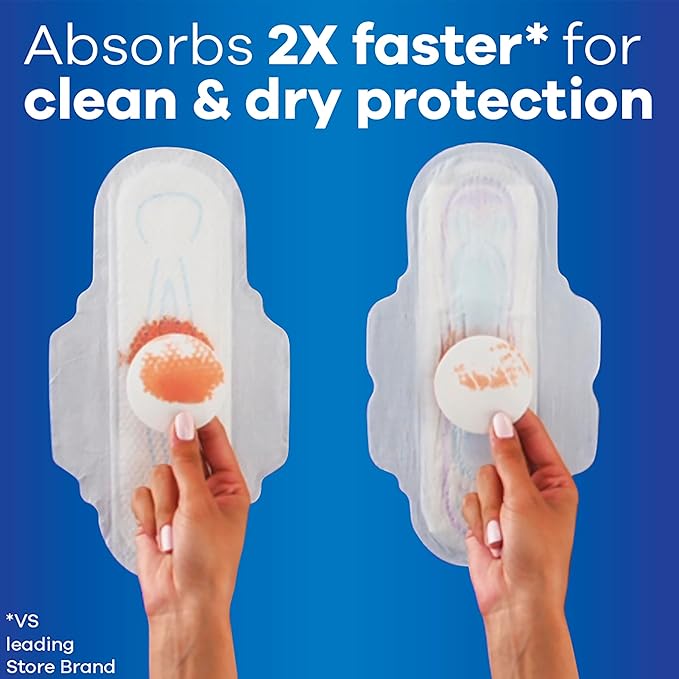 Always Ultra Thin Pads Size 2 Super Long Absorbency Unscented with Wings, 58 Count, Packaging May Vary