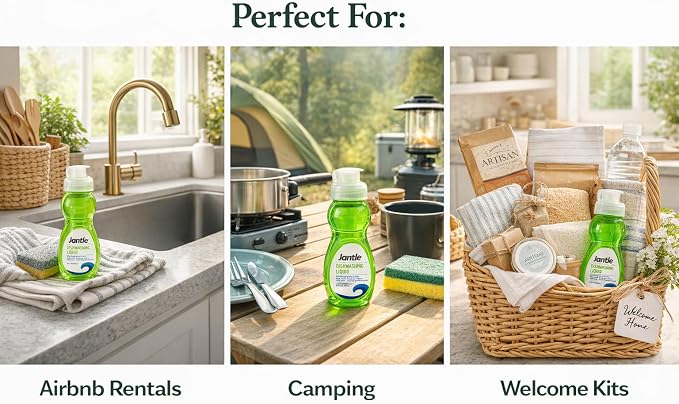 3 oz Dishwashing Liquid Bottles – Case of 72 Travel Size Mini Dish Soap – Bulk Small Kitchen Soap for Airbnb, Vacation Rentals, Hotels, Food Pantry & Welcome Baskets – 216 Total Fl Oz