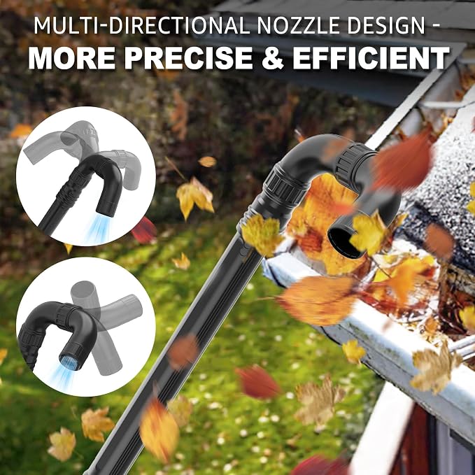 Sealegend Gutter Cleaning Attachment Kit Compatible with EGO Leaf Blower | for Electric Blowers LB5302/LB6504/LB7654/LB8803-2/LB6151..., Swivel Tail-Wand for Easier Control, 360°Nozzle, 8.3FT Reach
