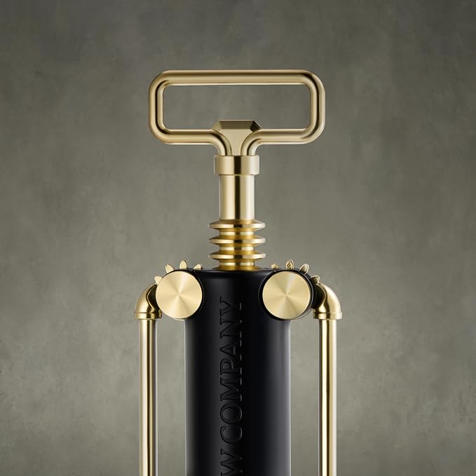 Large Tabletop Corkscrew Wine Opener Centerpiece - Aluminum & Brass Finish Bottle Opener, Tablescape Decor, Luxury Gift for wine lovers, Dad, Mom, Retirement, Housewarming, Corporate Matte Black