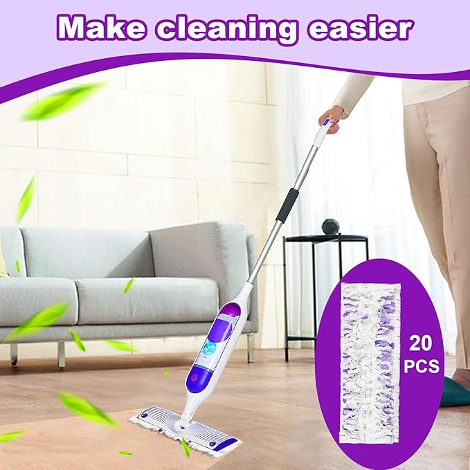 Pure Realm 20 Count Disposable Power mop Pads Compatible with Swiffer Power mop Refills and Wood PowerMop, Multi-Surface swiffer Wet Pads Refills Replacement Use for Floor Cleaning