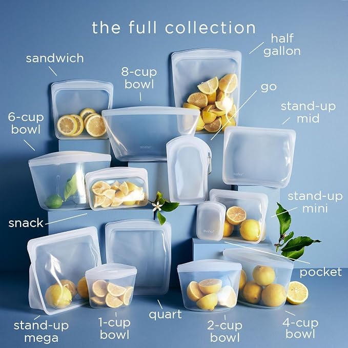 Stasher Premium Silicone Reusable Food Storage Half Gallon Bag, Blue, Microwave, Sous Vide, Dishwasher, Oven and Freezer Safe, BPA Free, Leak-free, Eco-friendly, 64 Oz | Food-Safe Silicone, Eco-Friendly, Reusable Freezer Bags, Microwave, Dishwasher, Ov...