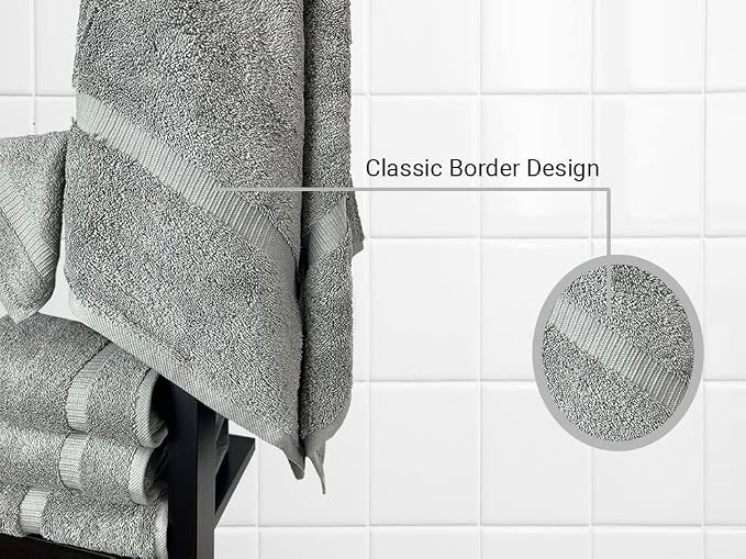 Towel Bazaar 4-Piece Bath Towel Set, Cotton Turkish Towels, 27x54 Luxury Towel Super Soft and Absorbent, Perfect Use for Bathroom, Shower Towels - Gray