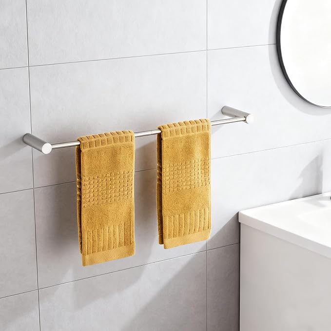 Towel Racks for Bathroom, NEWRAIN Wall Mounted Stainless Steel Organizer, Brushed Nickel Rolled Towel Storage Wall-Mounted Bath Towel Holder for Folded Large Towel Washcloths