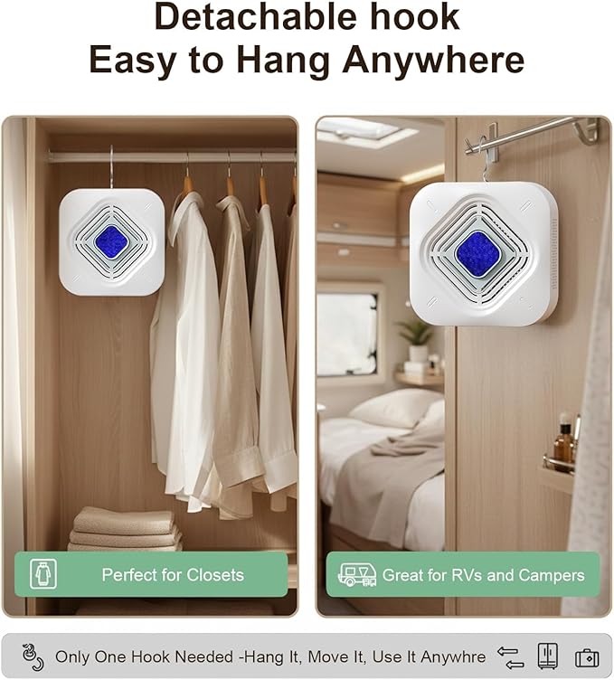 Pack of 2 ATKMAYI Reusable Mini Dehumidifier, Highly Efficient Dehumidification, Moisture Absorbers with Color Indicator, Portable Dehumidifier for Bedroom Closets, Dehumidifier for Bathroom