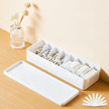 Tatuo 1 Pcs Cable Organizer Box with Wire Ties, Plastic Cord Storage Box with Lid, Electronics Organizer for Home Office Desk Organizers and Accessories (White)