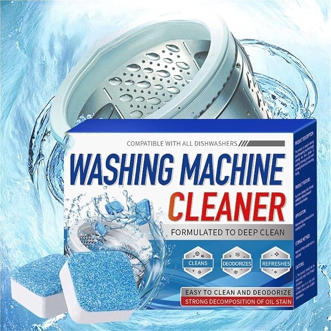 Washing Machine Cleaner Descaler 12 Pack - Deep Cleaning Tablets For HE Front Loader & Top Load Washer, Septic Safe Eco-Friendly Deodorizer, Clean Inside Drum and Laundry Tub Seal - 12 Month Supply(3C