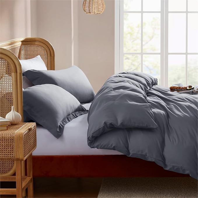Nestl Twin Duvet Cover Set - Soft Double Brushed Dark Grey Duvet Cover Twin XL, 2 Piece, with Button Closure, 1 Duvet Cover 68x90 inches and 1 Pillow Sham