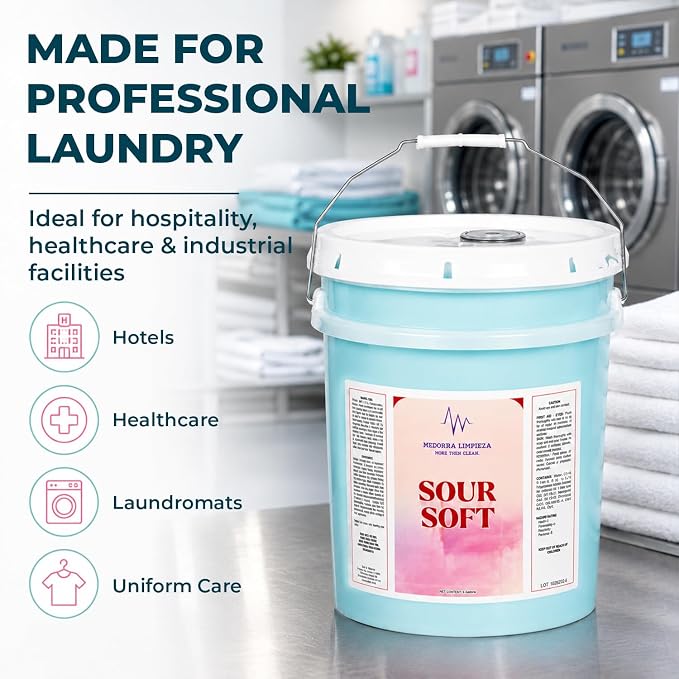 Laundry Sour & Softener, 5 Gallon, Commercial Fabric Conditioner & Acidic Rinse Agent for OPL & Industrial Laundry Systems