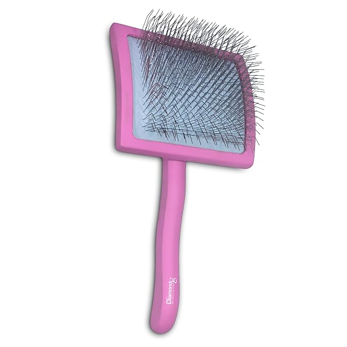 Diamondg Pet Slicker Brush for Dogs & Cats – Professional Grooming Brush for Shedding, Detangling & Coat Maintenance, Gentle Fine Wire Pins, Ergonomic Handle, Pink